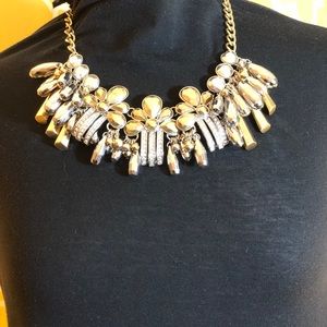 Fun Statement Necklace - Gold, Silver Tone Rhinestone